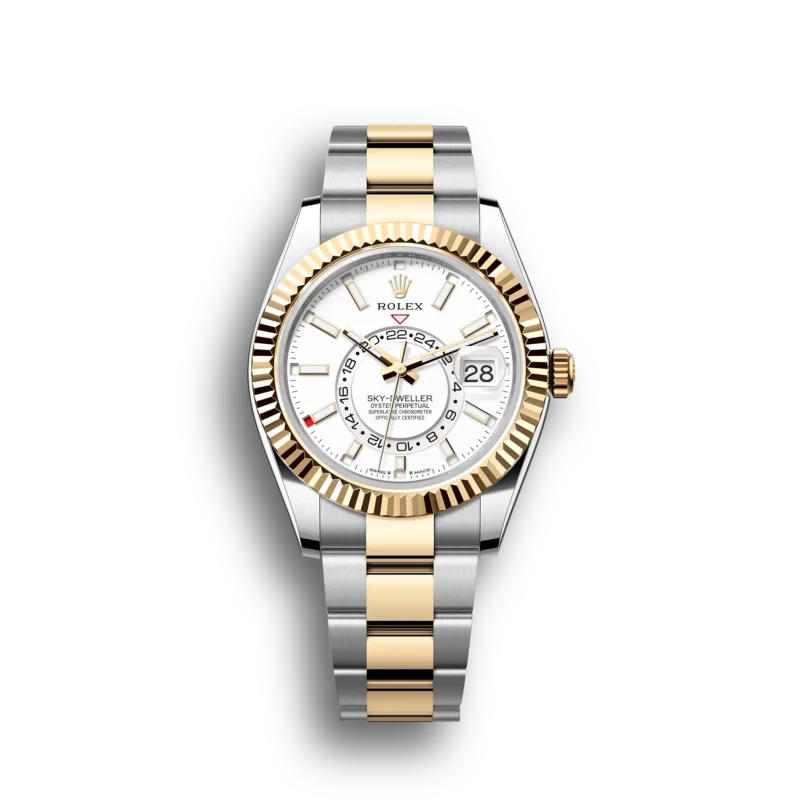Rolex Sky-Dweller: 42 mm, Yellow gold with an intense white dial and an Oyster bracelet, m336933-0005