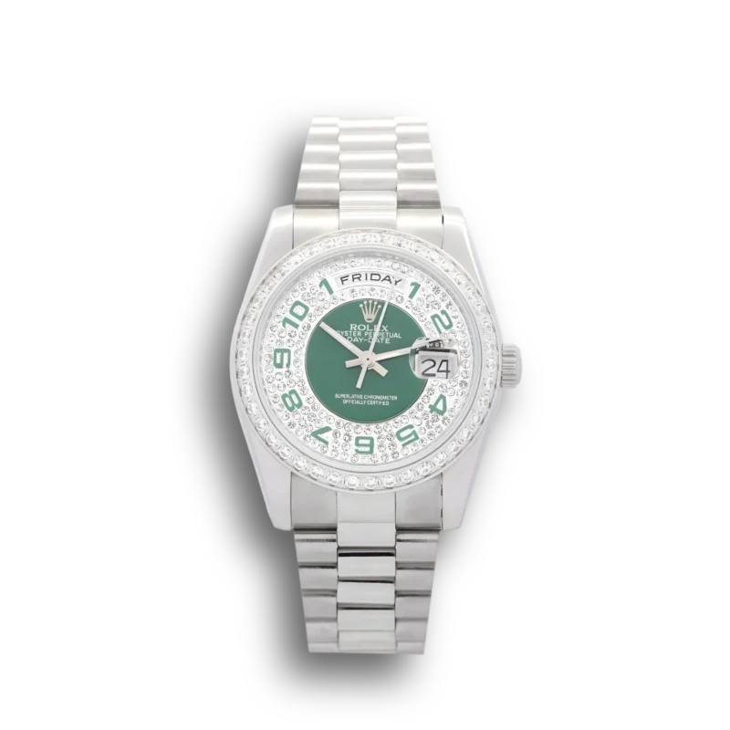 Rolex Day-Date Green and Silver Dial 118346