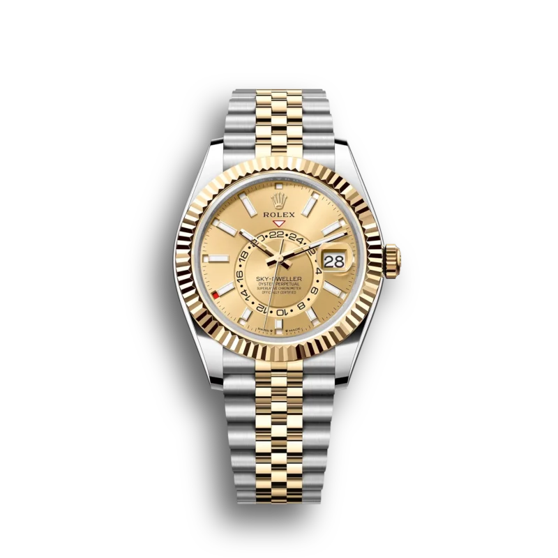 Rolex Sky-Dweller: 42 mm, Oystersteel and yellow gold with a champagne-colour dial and a Jubilee bracelet, m336933-0002