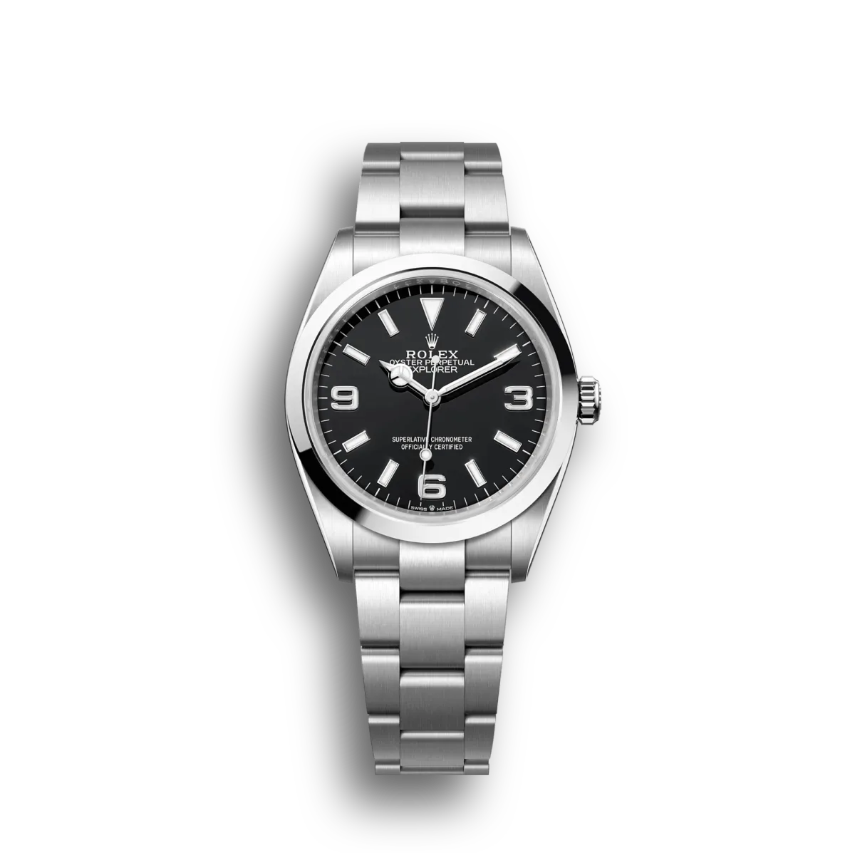 Super Clone Rolex Explorer Stainless Steel Bezel Black Dial 42002